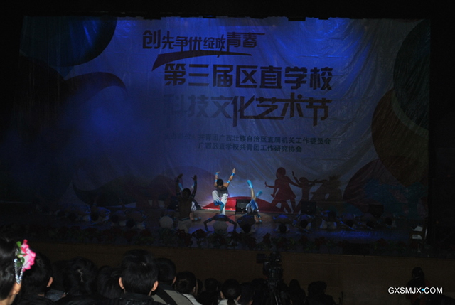 图为我校同学在表演舞蹈《追潮》